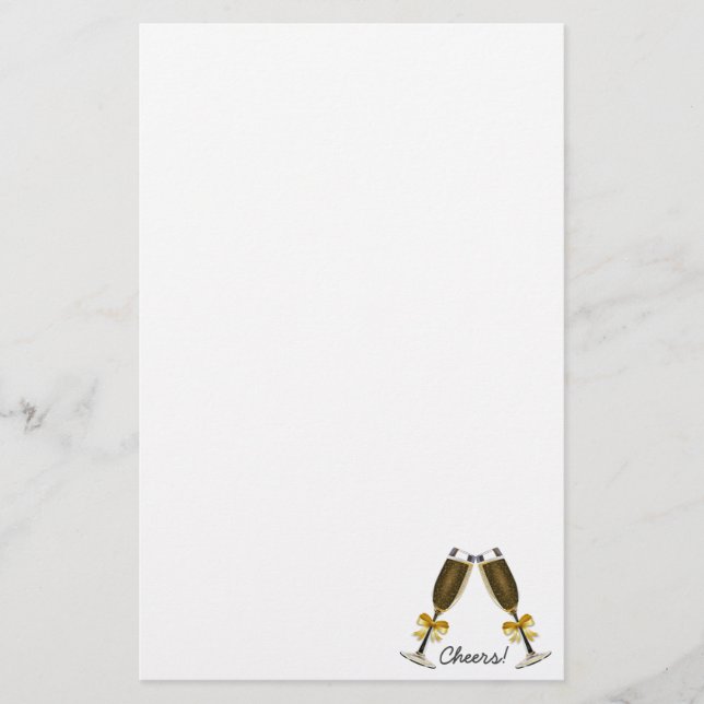 Champagne Toasting Flutes Cheers Stationery (Front)