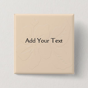 Champagne Tone on Tone Hibiscus 2 Inch Square Button