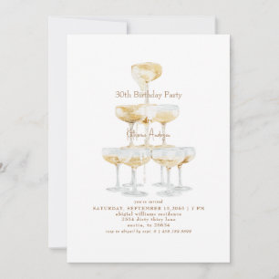 Champagne Tower 30th Birthday Party  Invitation