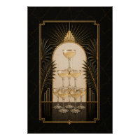 Champagne Tower Art Deco Poster | Bar Art