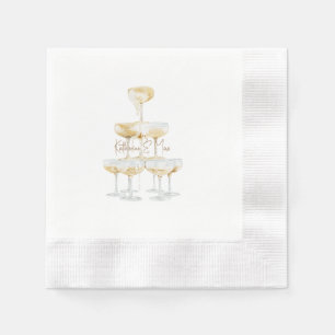 Champagne Tower Custom Names Wedding Coined Napkin