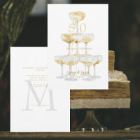 Champagne Tower Gold 50th Anniversary Party
