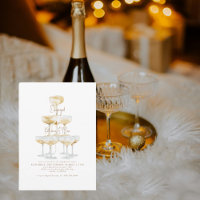 Champagne Tower Gold and White Engagement