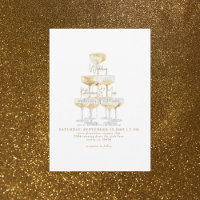 Champagne Tower Gold Text Wedding