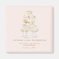 Champagne Tower Gold Text Wedding Save the Date