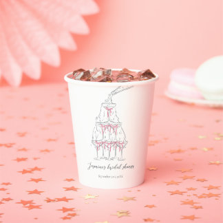 Champagne Tower Pink Coquette Bow Bridal Shower Paper Cups