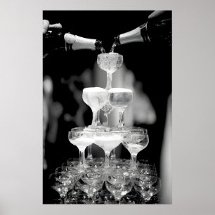 Champagne Tower Print, Vintage Bar Cart (Digital Poster