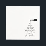 Champagne Tower Sketch Custom Name Wedding Napkin<br><div class="desc">Set a celebratory tone with these minimalist wedding napkins featuring a hand-drawn champagne tower and flowing bottle illustration. Perfect for cocktail hour, welcome parties, or reception toasts, this modern black and white design can be customized with names or event details. A chic and festive touch for couples who love clean,...</div>