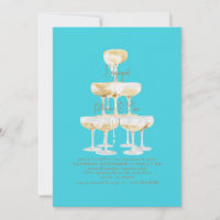 Champagne Tower Turquoise Engagement Party