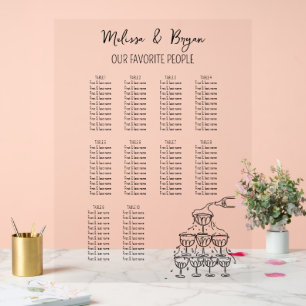 Champagne Tower Wedding seating chart 18x24 