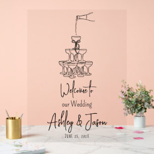Champagne tower Welcome clear Acrylic Sign
