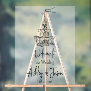 Champagne tower Welcome frosted Acrylic Sign