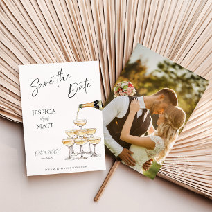 Champagne Tower with Photo Save The Date