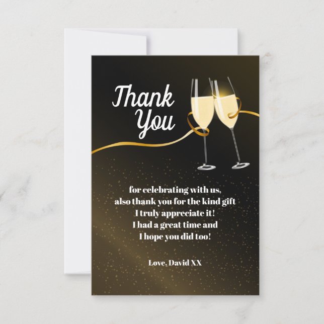 Champagne, vin, adulte, carte de remerciements (Devant)