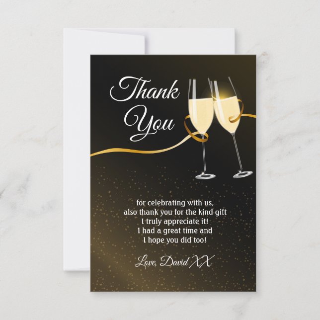 Champagne, vin, adulte, carte de remerciements (Devant)