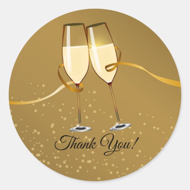 Champagne, vin, fête des adultes, merci stickers (Devant)