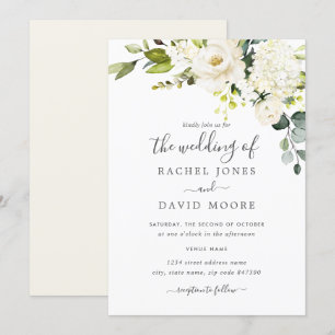 Champagne Watercolor Floral Wedding Invitation
