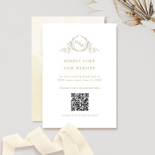 Champagne Watercolor Monogram QR Code/RSVP Online Enclosure Card