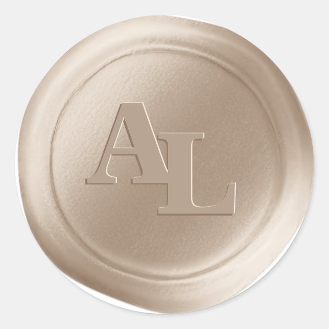 Champagne Wax Seal Monogram Wedding Stickers (Front)