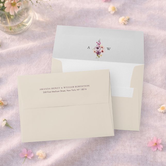 Champagne Wedding Envelope with Floral Liner (Creator Uploaded)
