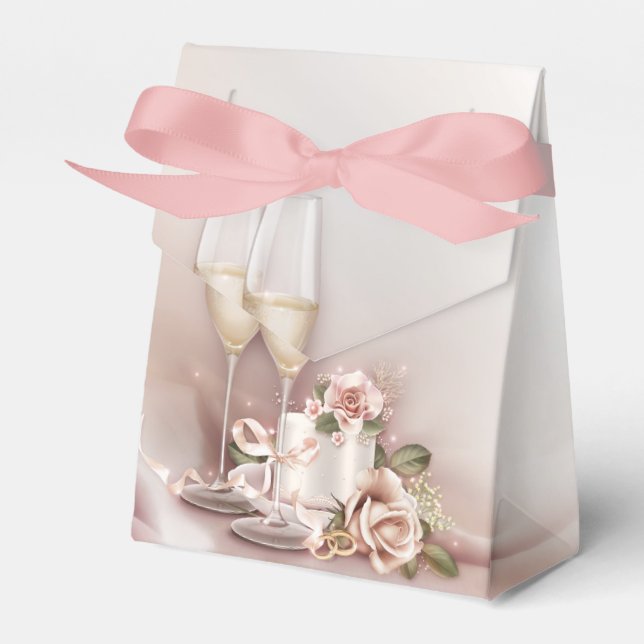 Champagne Wedding Favor Box (Front Side)