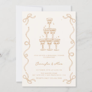 Champagne Wedding Rehearsal Dinner Invitation