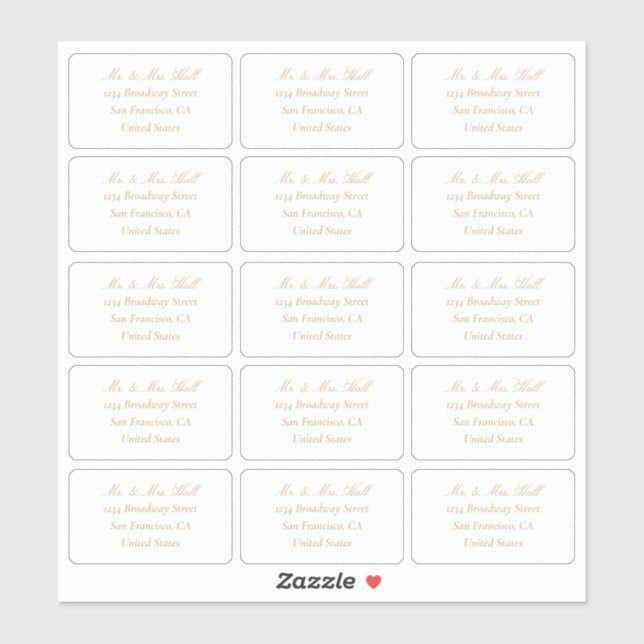Champagne Wedding RSVP Return Address Labels (Sheet)