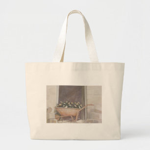 Champagne Wheelbarrow 1985 Large Tote Bag