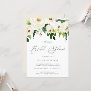 Champagne White Flowers Elegant Bridal Shower Invitation