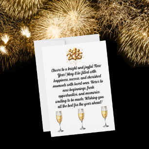 Champagne White & Gold New Year's Greeting Holiday Card
