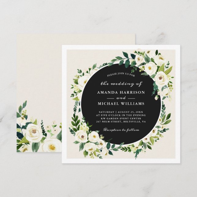 Champagne White Greenery Wedding Invitation (Front/Back)