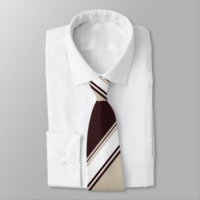 Champagne Wine and Milk Alternating Striped Tie (Tied)