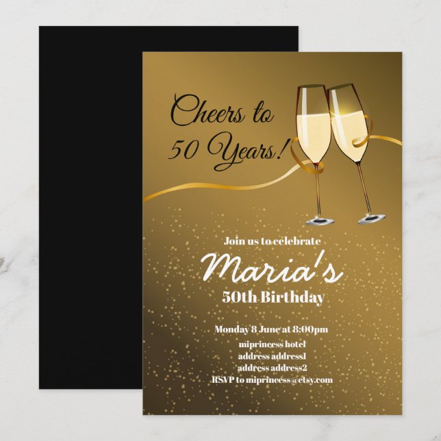 Champagne, wine invitation, cheers to! invitation (Front/Back)