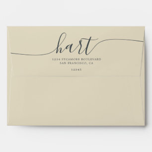Champagne with Black Script Return Address Envelope
