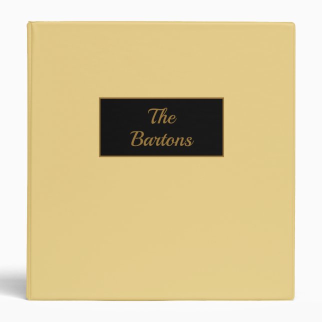 Champagne With Gold Family Name 3 Ring Binder (Front)