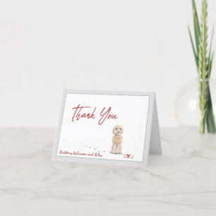Champaign Cockapoo Pet Dog Personalize Bone Thank You Card