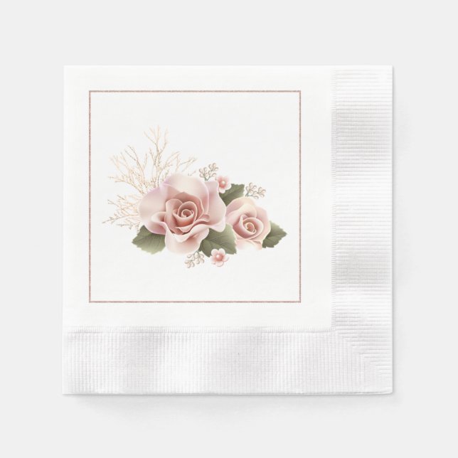 Champaign Floral Cocktail Napkins (Front)