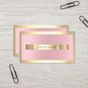 Champaign Gold Frame Metallic Sparkly Pink Blush Business Card