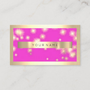 Champaign Gold Frame Pink Fuchsia Gold Stars Business Card