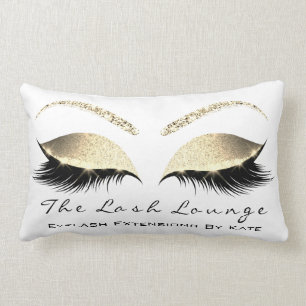 Champaign Gold Glitter Glam Makeup Lashes Beauty Lumbar Pillow