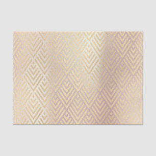 Champaign Gold Metallic Pink Rose Chevron Art Deco Tissue Paper