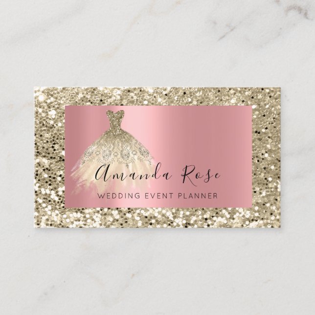 Champaign Gold Wedding Event Planner Fashion Rose Appointment Card (Front)