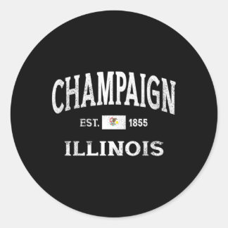 Champaign Illinois Il State Throwback Athletic Classic Round Sticker