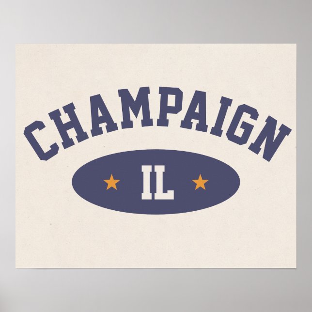 Champaign, Illinois Vintage Athletic-Style Poster (Front)