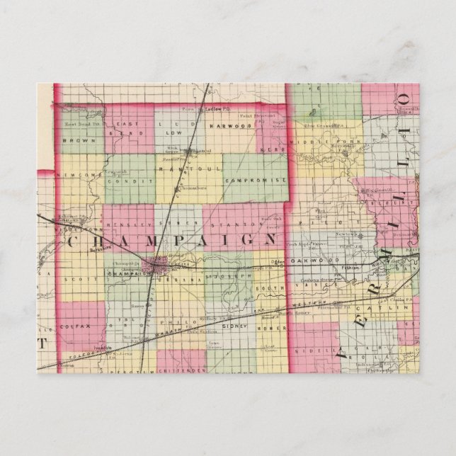 Champaign, Vermillion counties Postcard (Front)