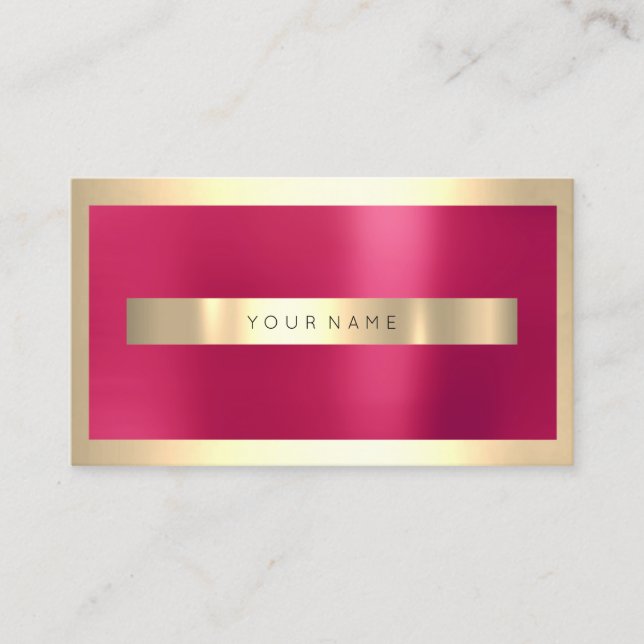 Champaigne Gold Frame Metallic Pink Candy Minimal Business Card (Front)