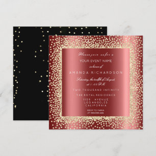 Champaigne Gold Glitter Black Burgundy Confett Invitation