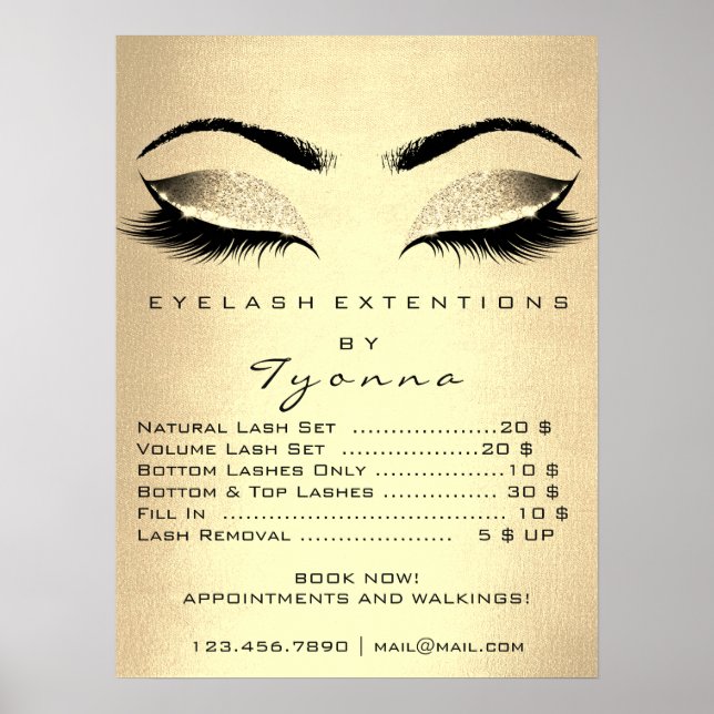 Champaigne Gold Makeup Artist Eyes Lashes Prices Poster (Front)