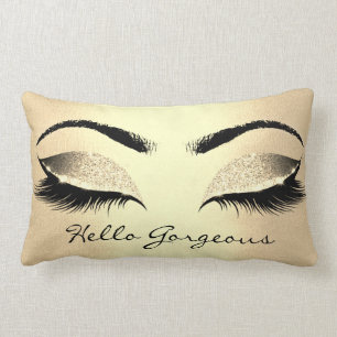 Champaigne Gold Makeup Lashes Hello Gorgeous Lumbar Pillow