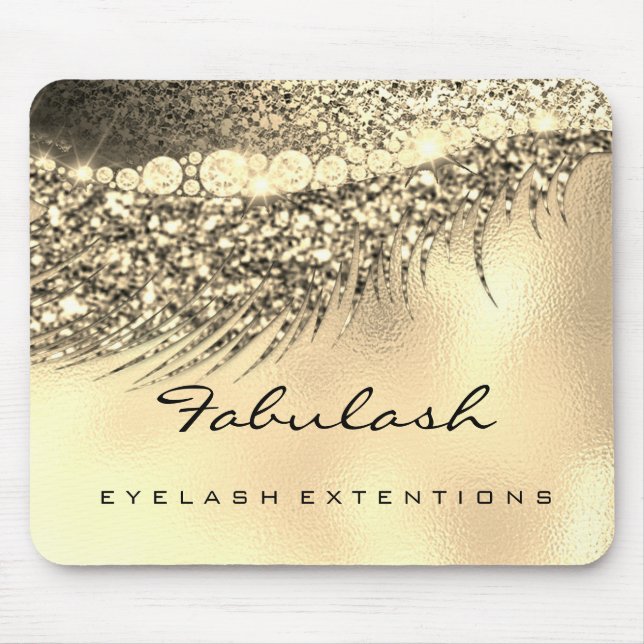 Champaigne Lux Gold Glitter Beauty Lashes Name Mouse Pad (Front)